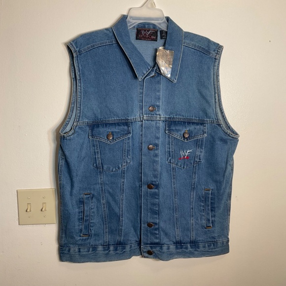 Vintage 1999 Stone Cold Steve Austin Denim Vest Size Medium New with Tags - Picture 4 of 9